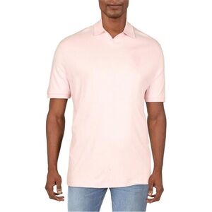 Karl Lagerfeld Paris Mens Pink Collared Pullover Tee Polo Shirt